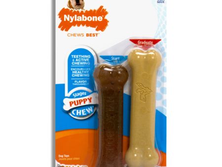 PUPPY CHEW - Peanut Butter and Chicken Flavored Bone Chew Toy  - 2 Pack For Cheap