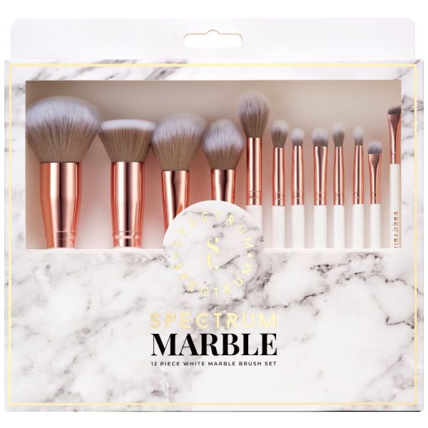 Spectrum Collections 12 Piece White Marbleous Makeup Brush Set For Cheap